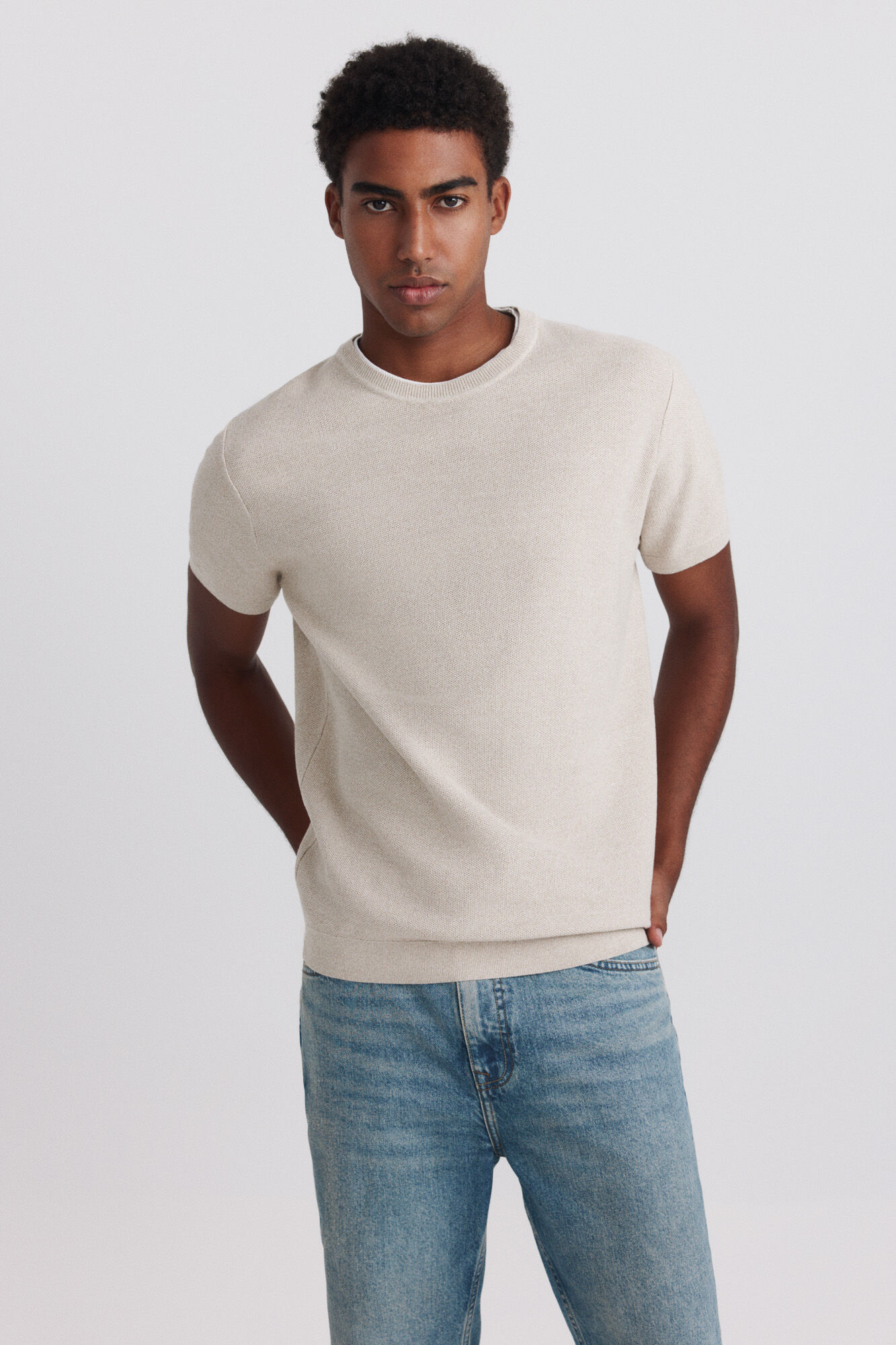Springfield Playera de tejido de punto beige