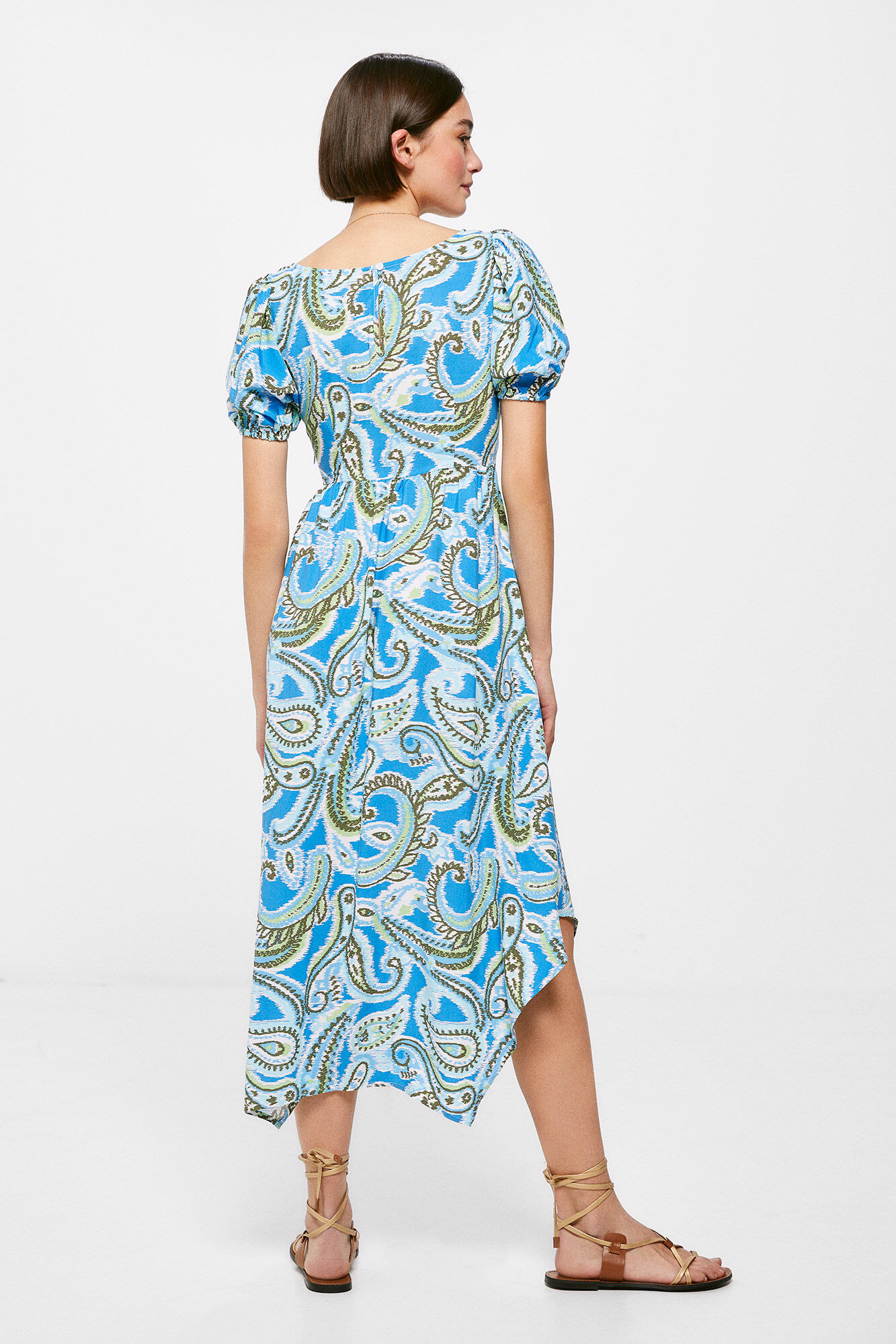 Vestido Springfield Manga Larga Vestido Midi Springfield Con Abertura Trasera De Lazo - Manga Larga Para Mujer Vestido Mujer Elegante