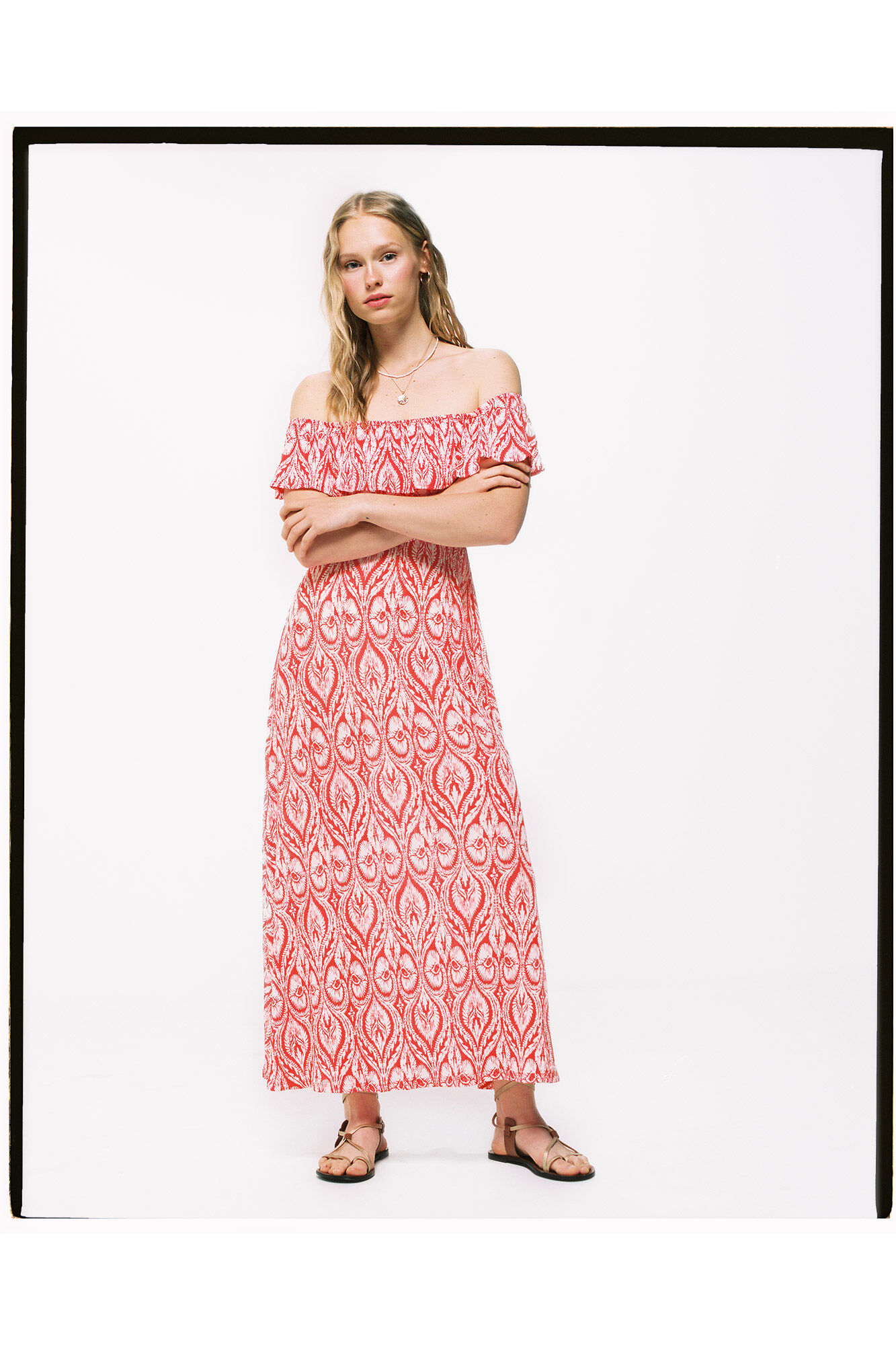 Vestido Midi Estampado Damasque