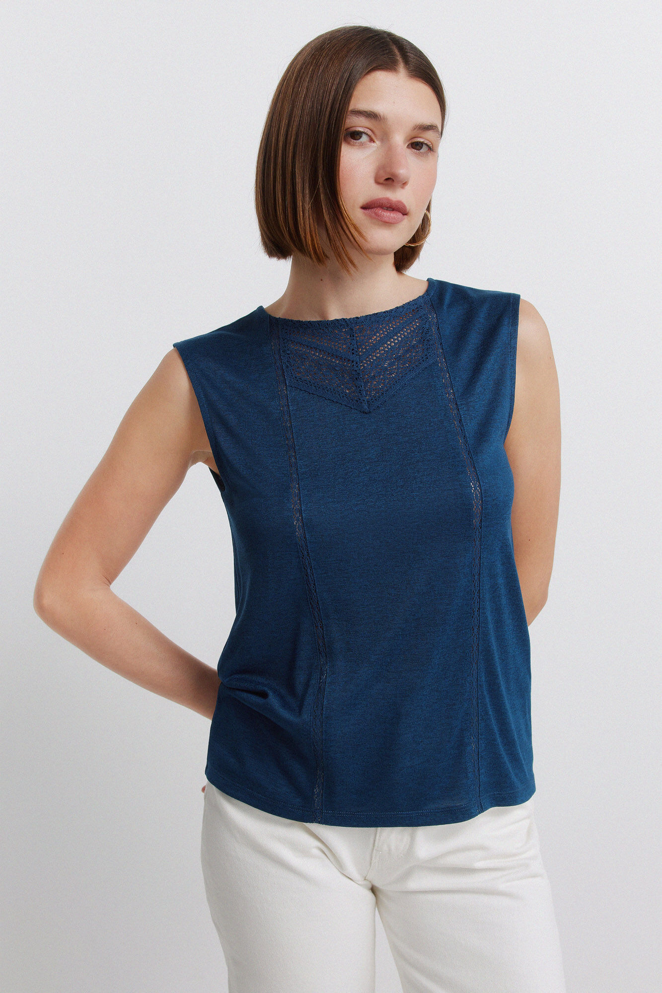 Springfield Playera sin mangas crochet