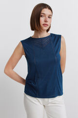 Springfield Playera sin mangas crochet azul