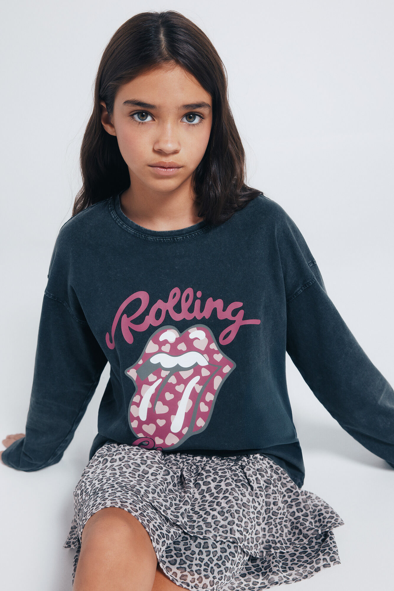 Springfield Kids Playera manga larga Rolling stones ni&ntilde;a. gris