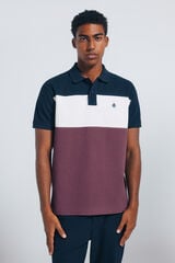 Springfield Polo regular fit en piqué color block azul