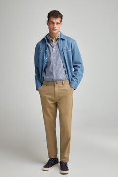 Springfield Camisa algodón slub lisa azulado