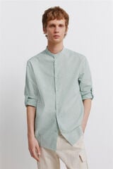 Springfield Camisa de lino cuello mao verde