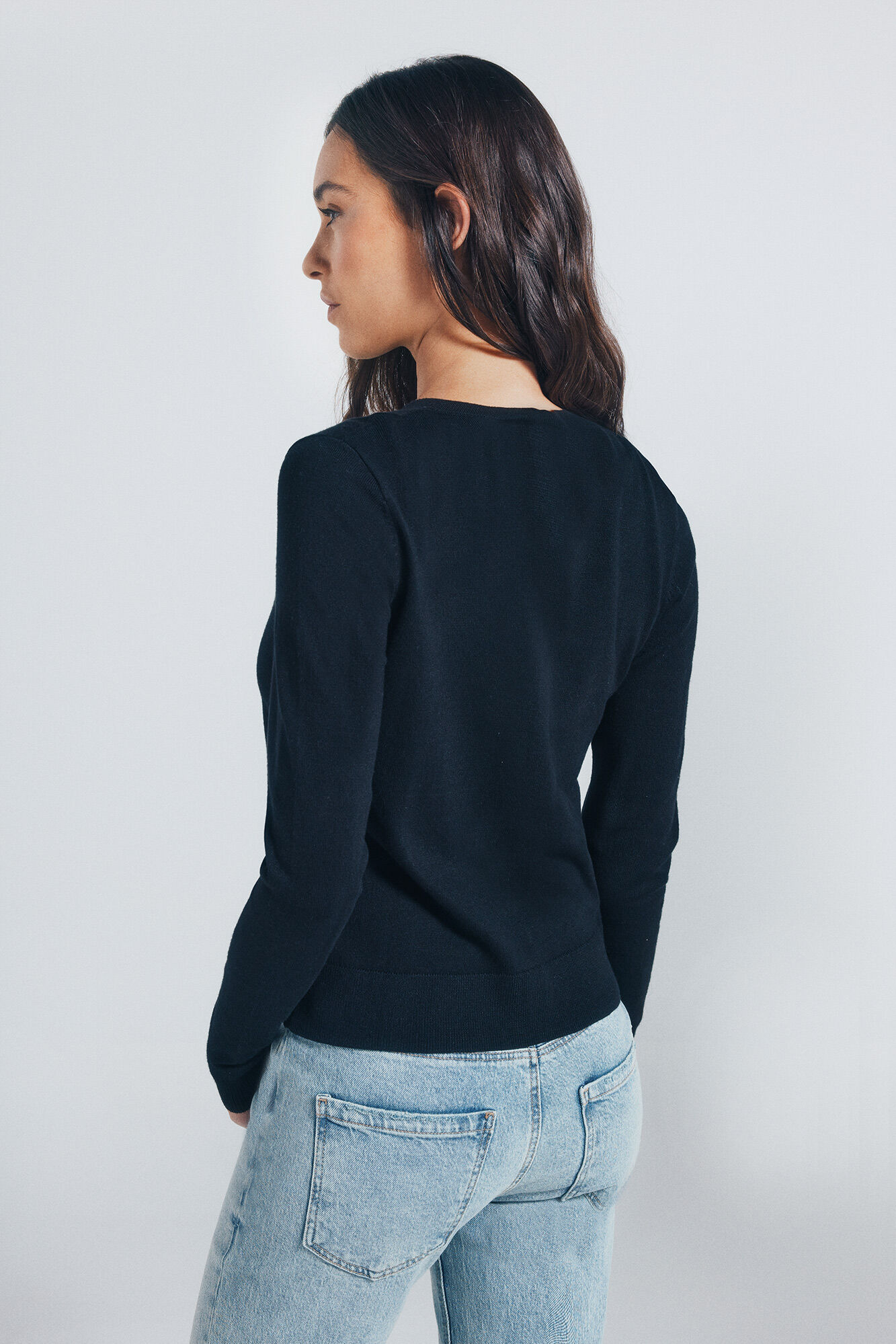 Springfield C&aacute;rdigan botones cuello redondo viscosa negro