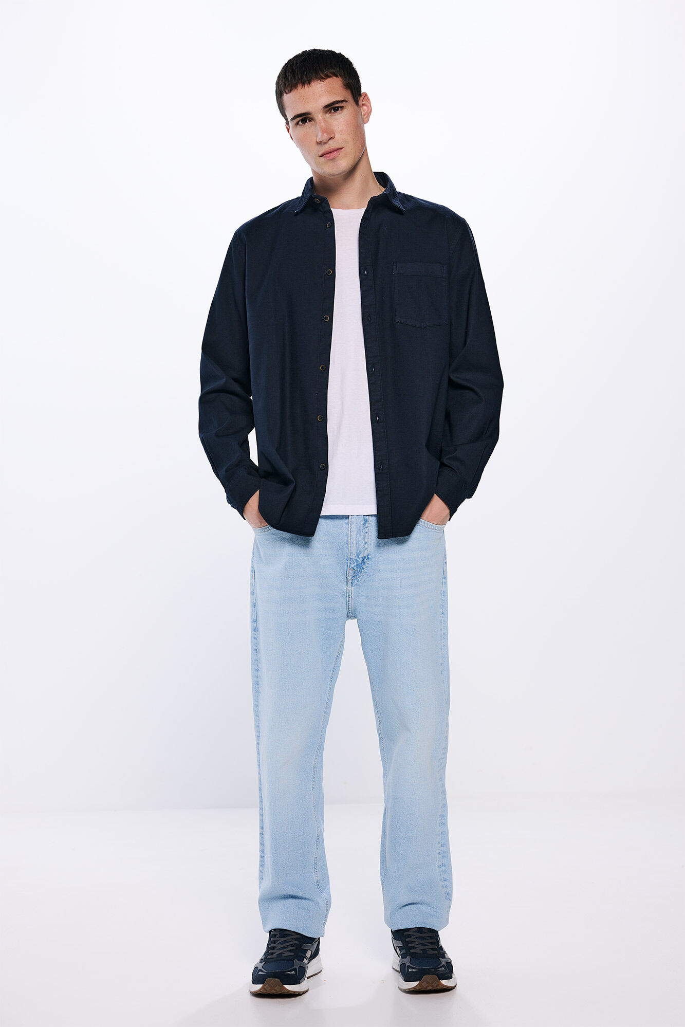 Springfield Camisa estructura tinte en prenda azulado