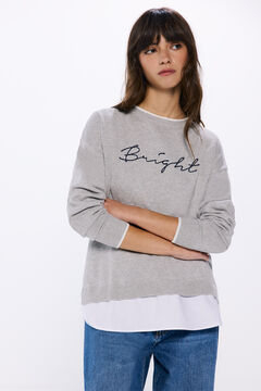 Springfield Suéter "Bright" combinado algodón gris