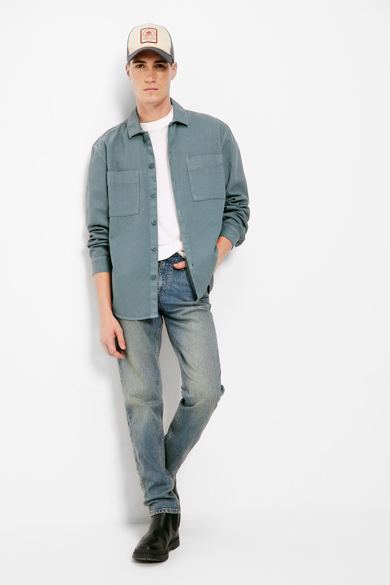 Springfield Jeans slim lavado medio ensuciado turquesa