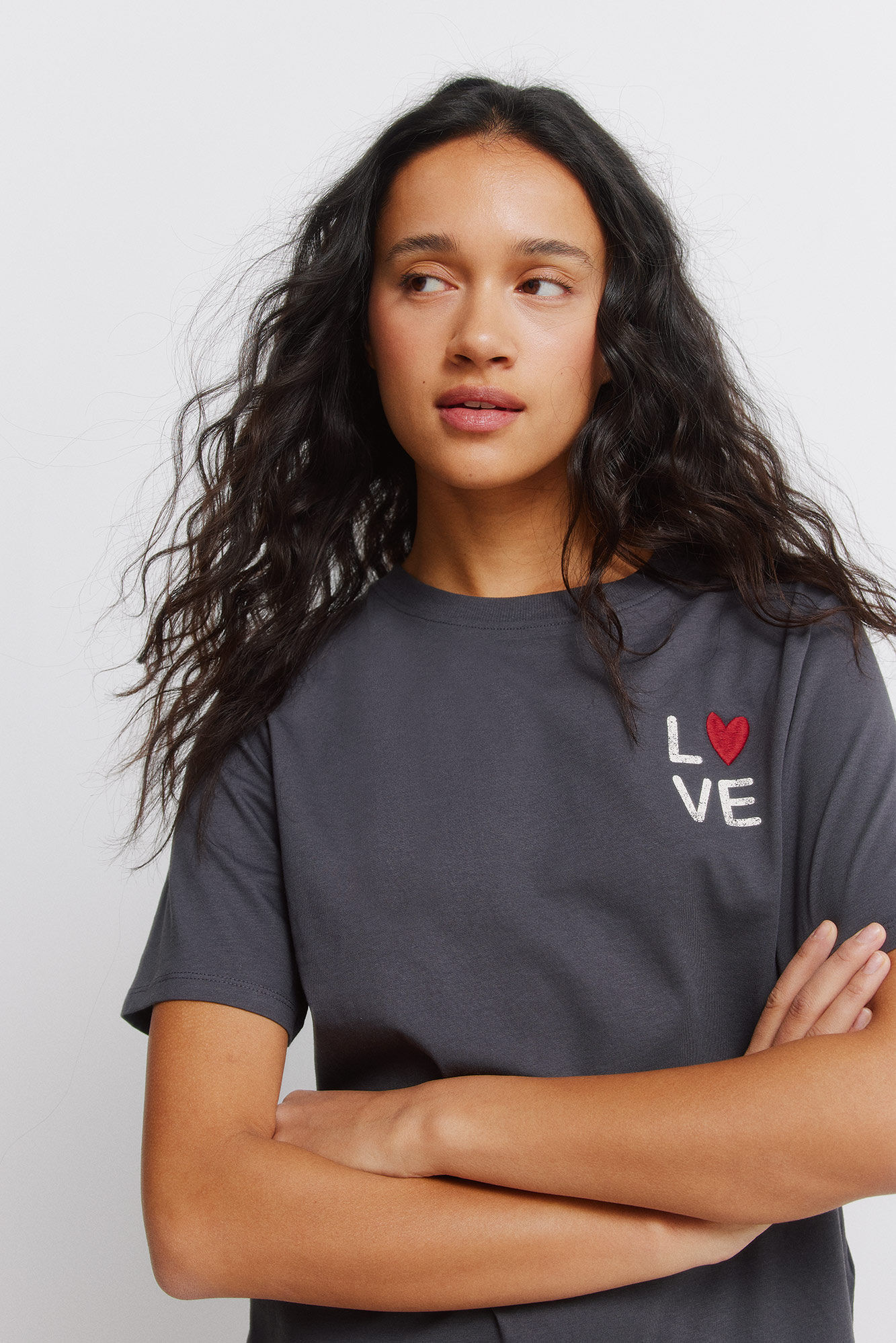 Springfield Playera manga corta 'Love' gris