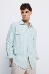 Springfield Camisa Oxford de rayas con bolsillos verde