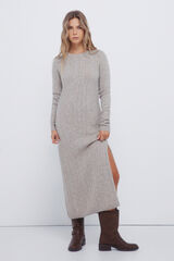 Springfield Vestido midi de tejido pointelle gris