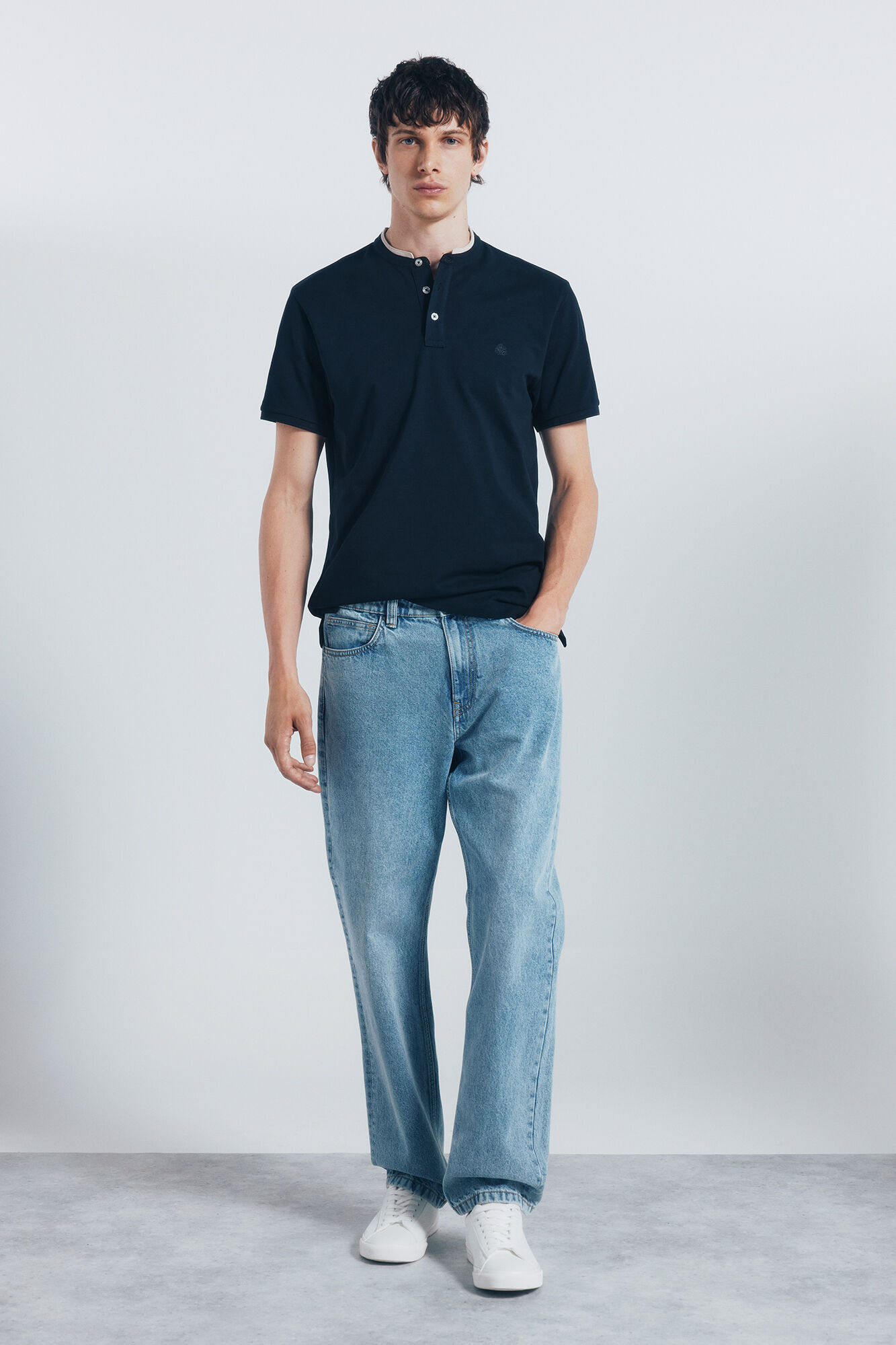 Springfield Polo piqu&eacute; cuello mao slim fit marino