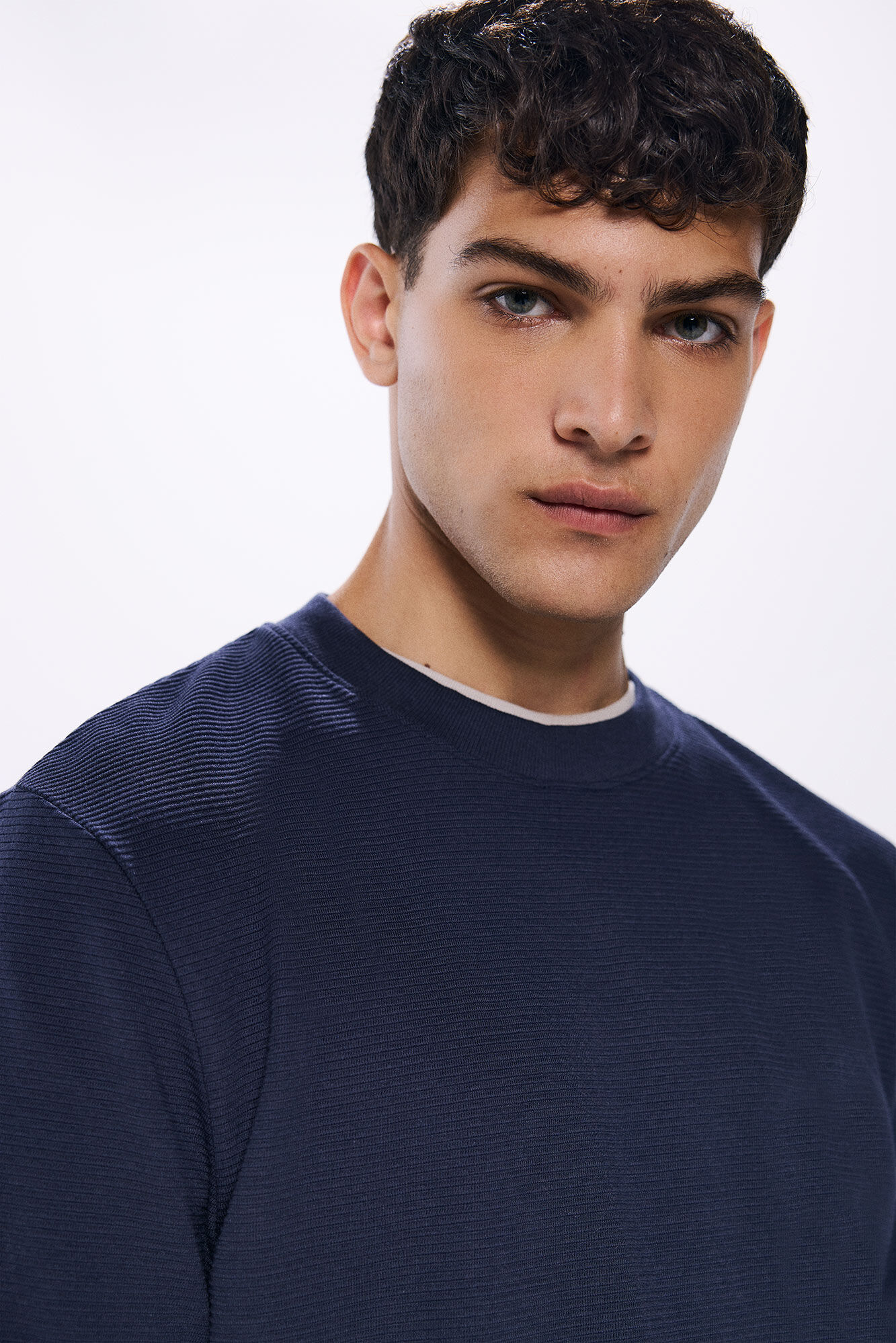 Springfield Playera manga larga atabillada pu&ntilde;os azul