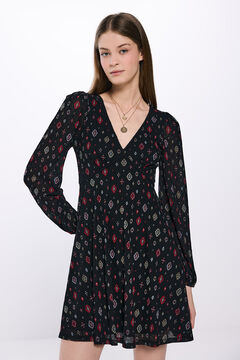 Springfield Vestido corto estampado geométrico negro