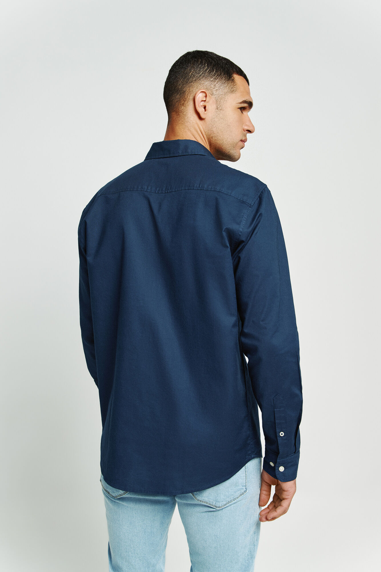 Jack & Jones Camisa oxford de algod&oacute;n marino