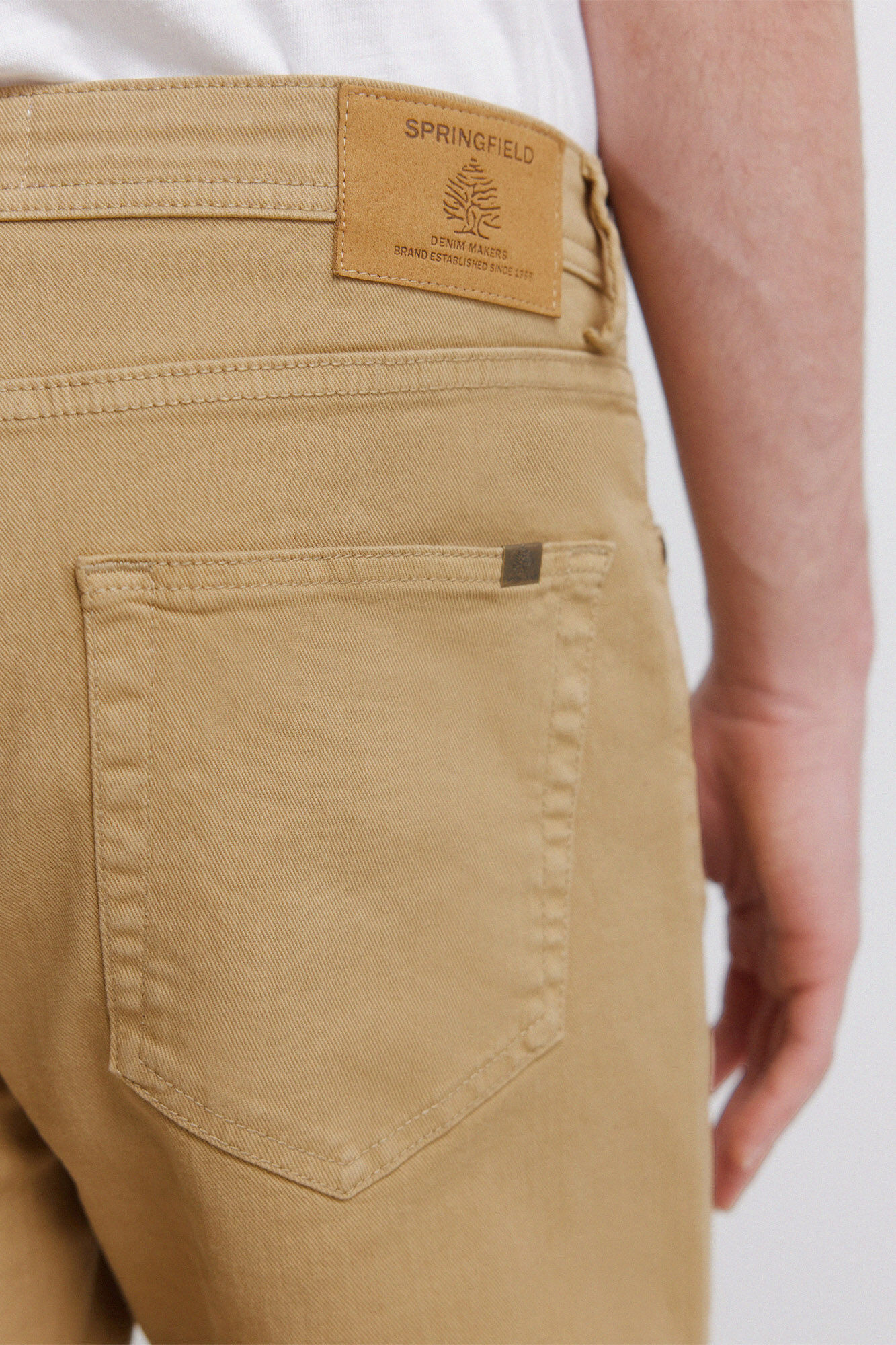 Springfield Bermudas de 5 bolsillos lavadas slim fit beige