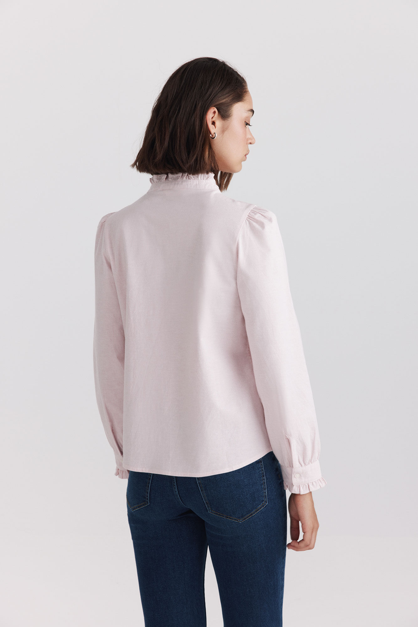 Springfield Camisa cuello mao con volantes rosa