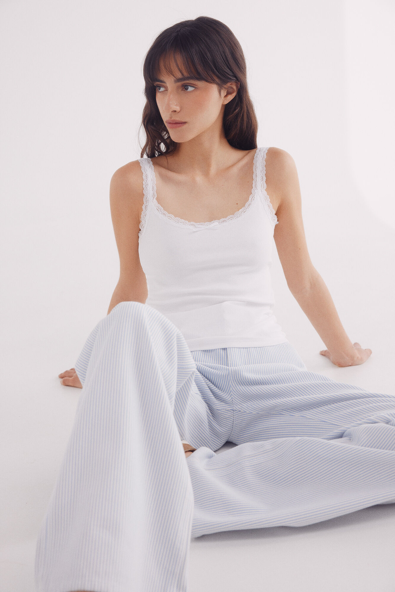 Springfield Playera tirantes puntilla escote estampado