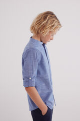 Springfield Camisa textura cuello mao niño azulado