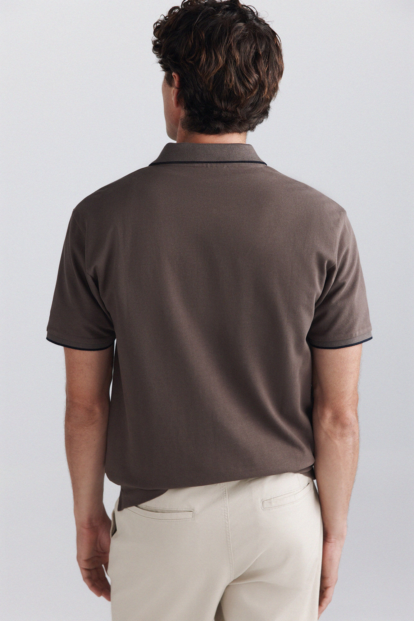 Springfield Polo de piqu&eacute; con contrastes slim fit caf&eacute;