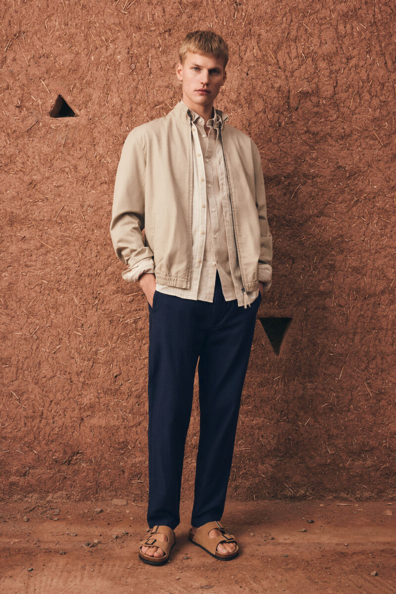 Springfield Chamarra ligera de lino y algod&oacute;n