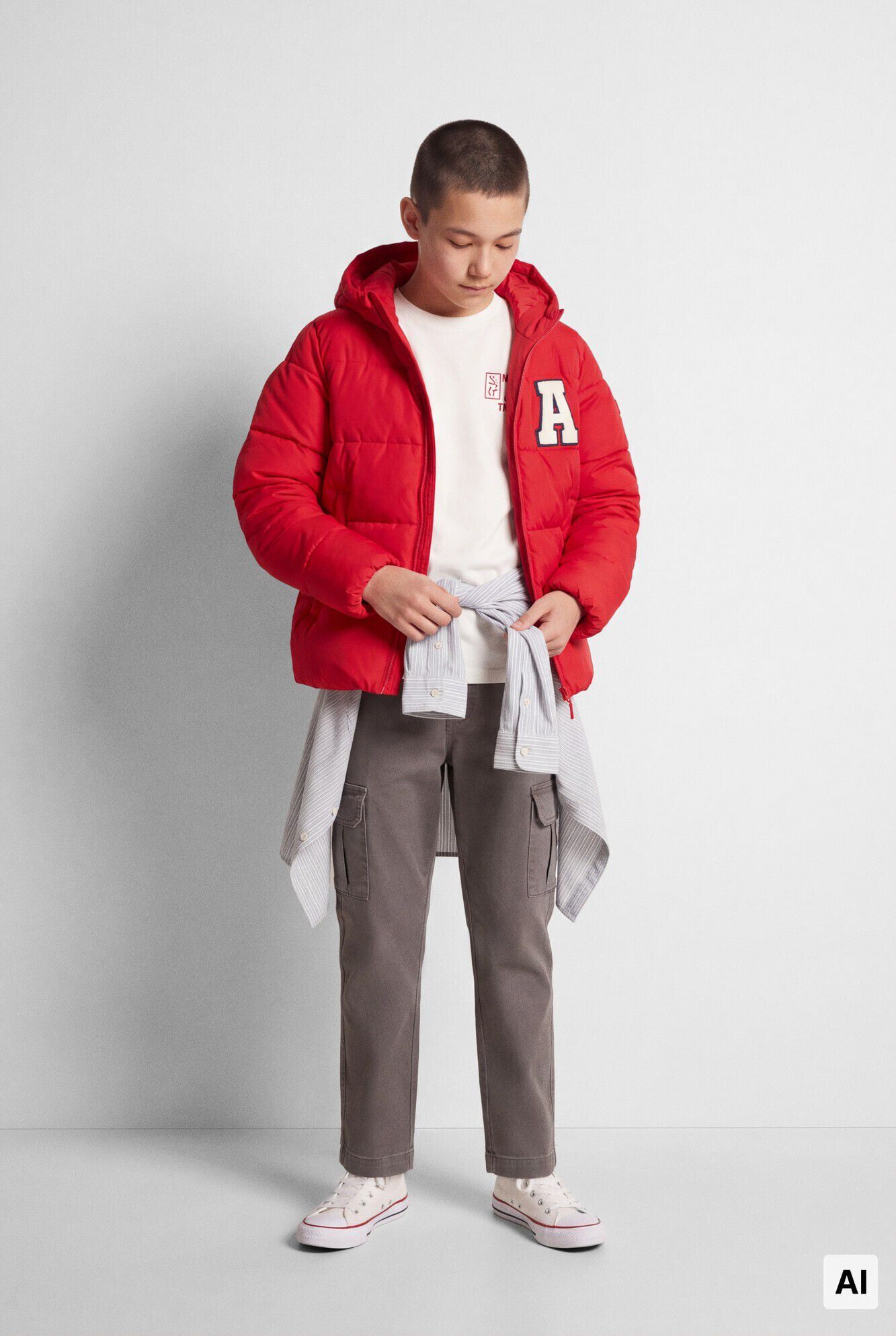 Springfield Kids Chamarra acolchada puffa parche ni&ntilde;o rojo