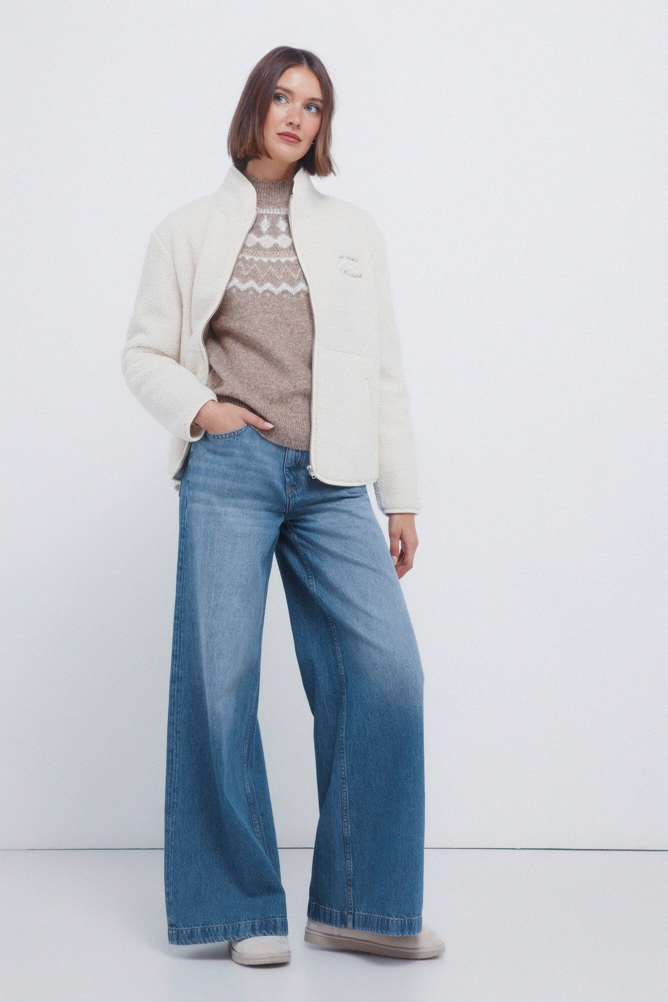 Springfield Jersey con ribete de piel jacquard estampado