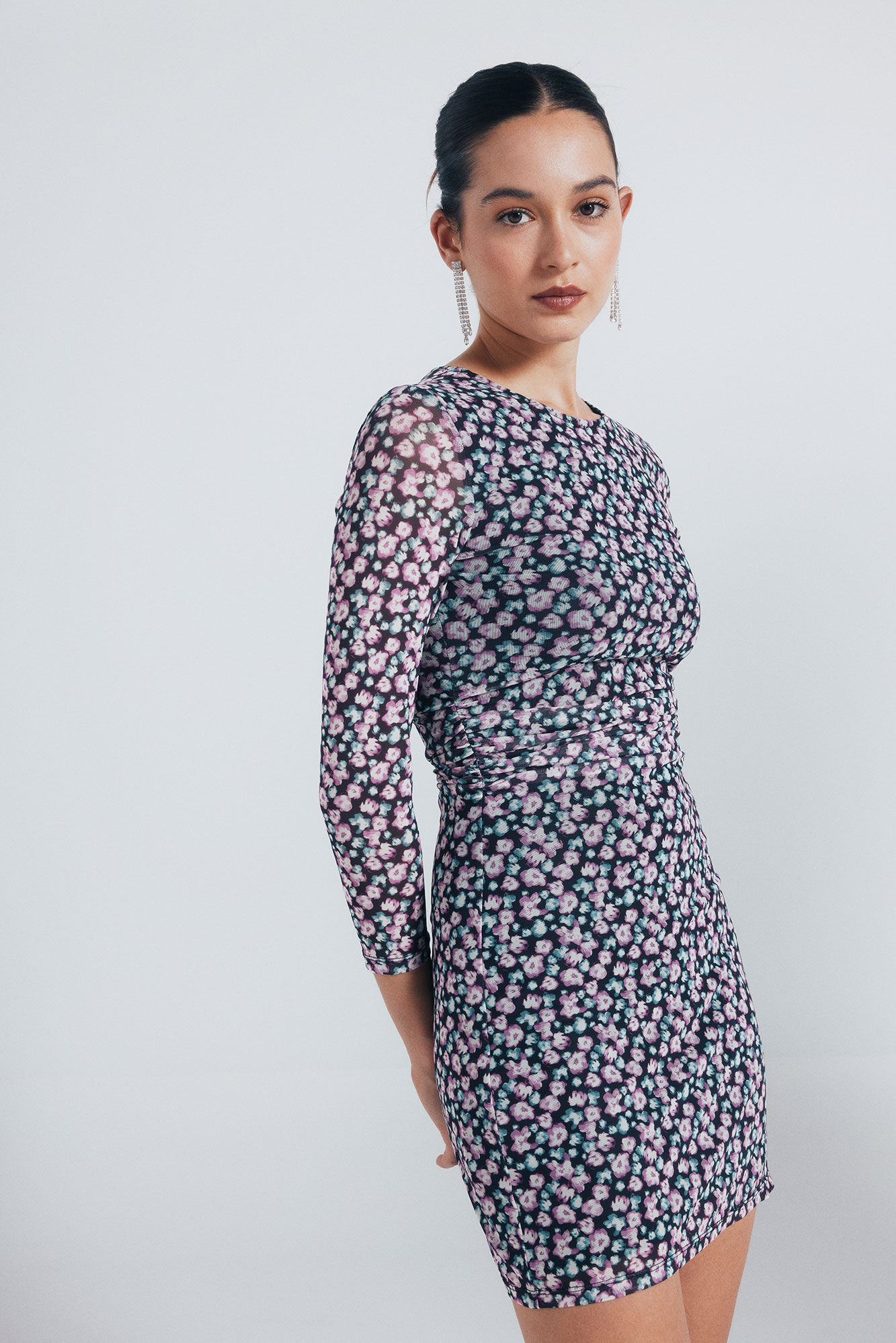 Springfield Vestido corto tubo estampado negro