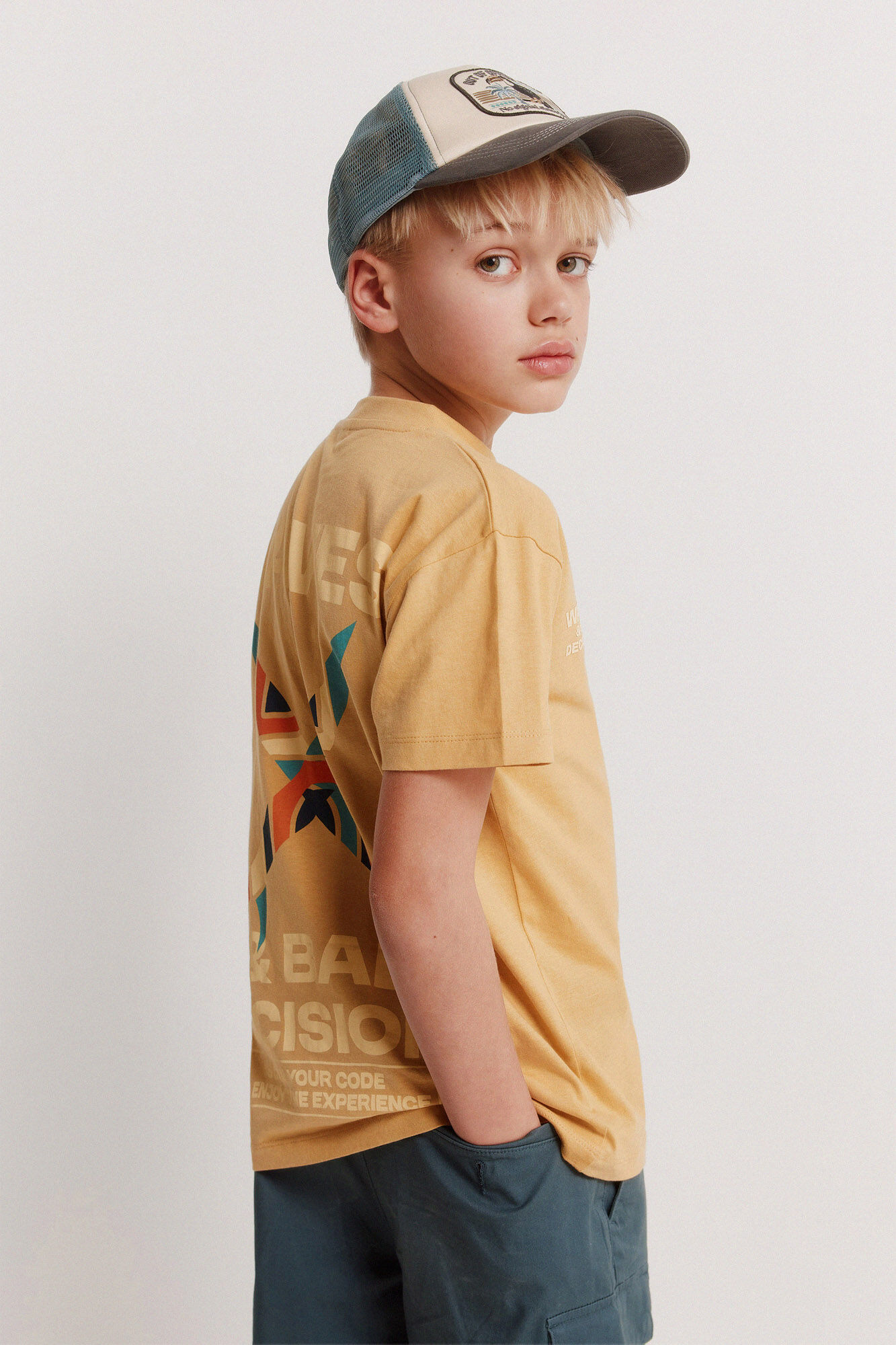 Springfield Kids Playera manga corta de olas para ni&ntilde;o amarillo