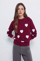 Springfield Jersey de corazones en intarsia púrpura