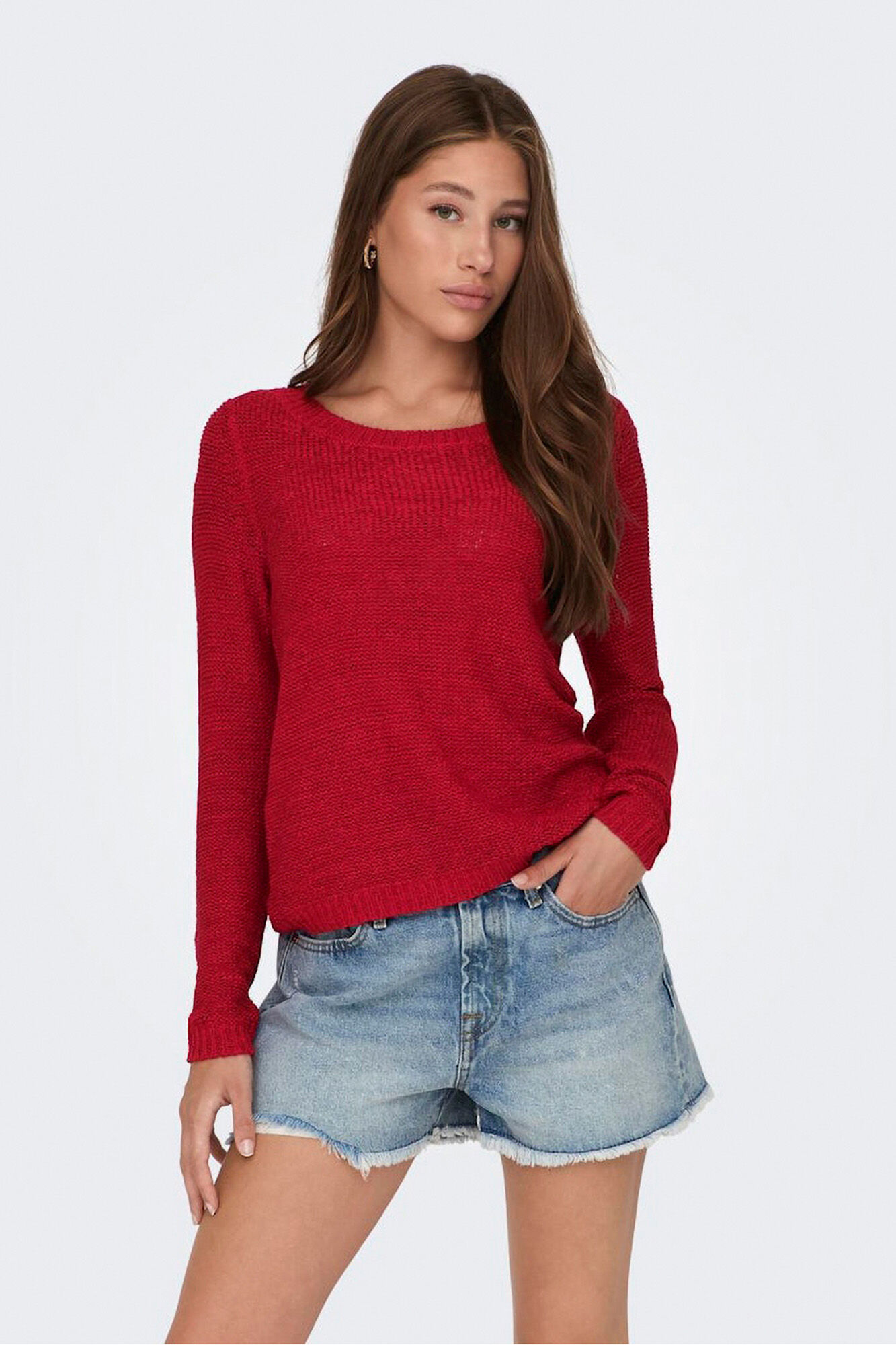 Only Su&eacute;tere cuello redondo rojo