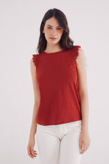 Springfield Playera volantes crochet naranja