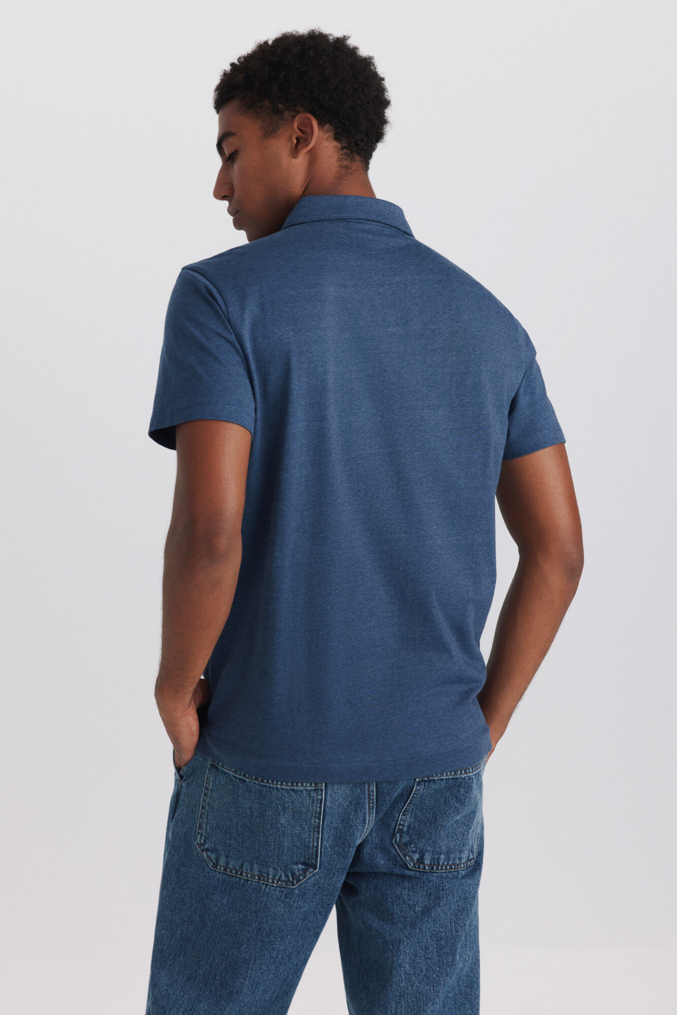 Springfield Polo de jersey de microraya slim fit azulado