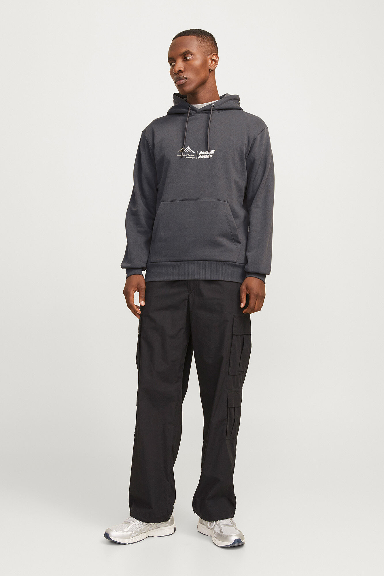 Jack & Jones Sudadera relaxed fit capucha gris