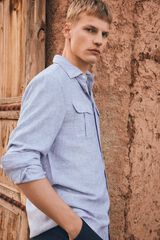 Springfield Playera con bolsillos de lino viscosa azul tinta