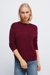 Springfield Playera de punto con corte de tejido p&uacute;rpura