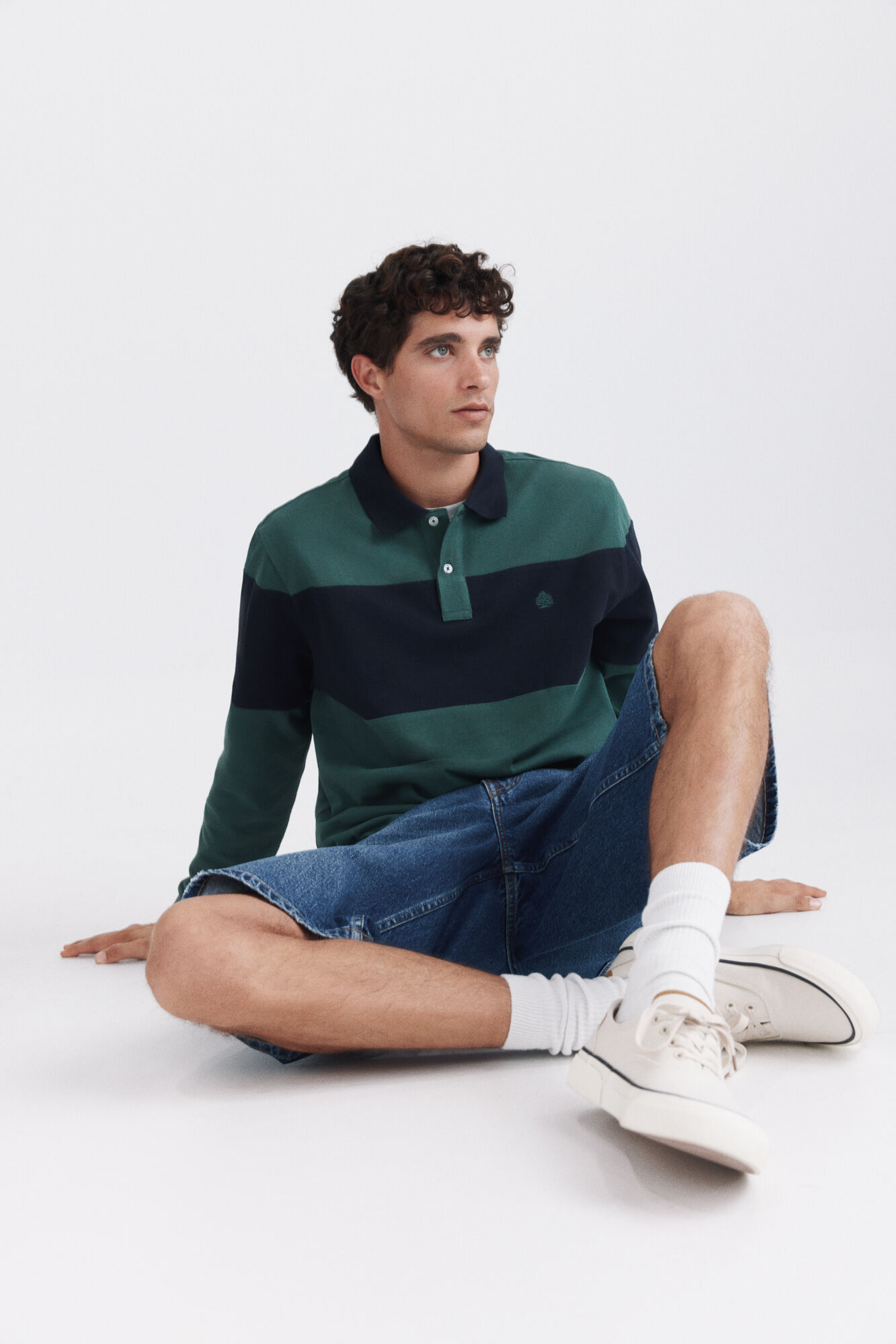 Springfield Polo de piqu&eacute; manga larga bloques de color regular fit