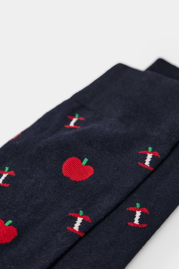 Springfield Calcetín jacquard manzanas marino
