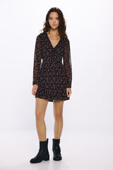 Springfield Vestido corto fluido estampado negro