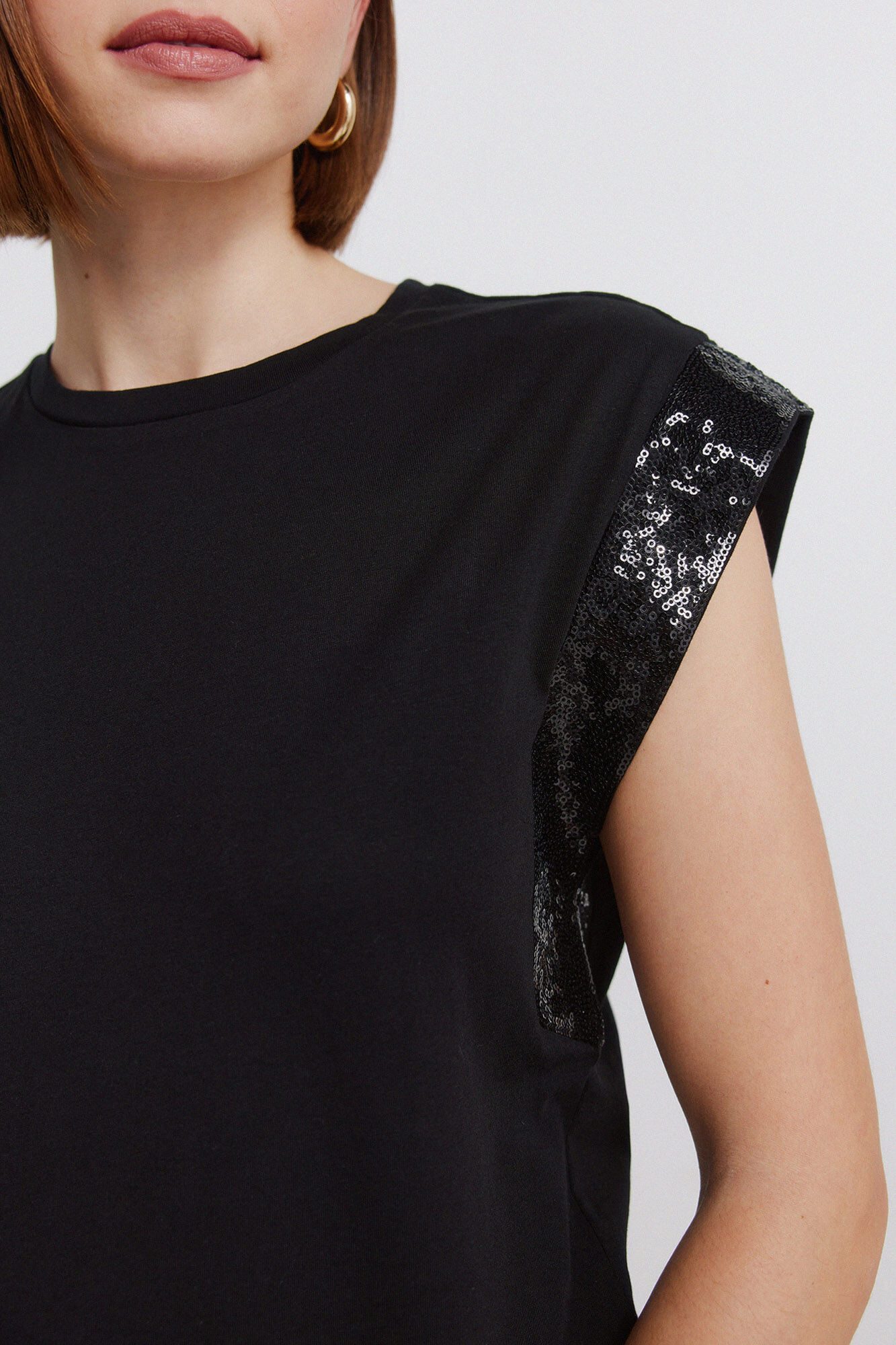Springfield Playera de manga corta con lentejuelas negro