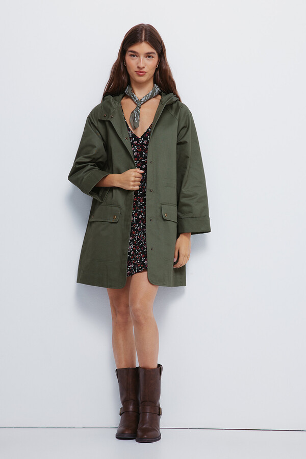 Springfield Parka con capucha de algodón khaki