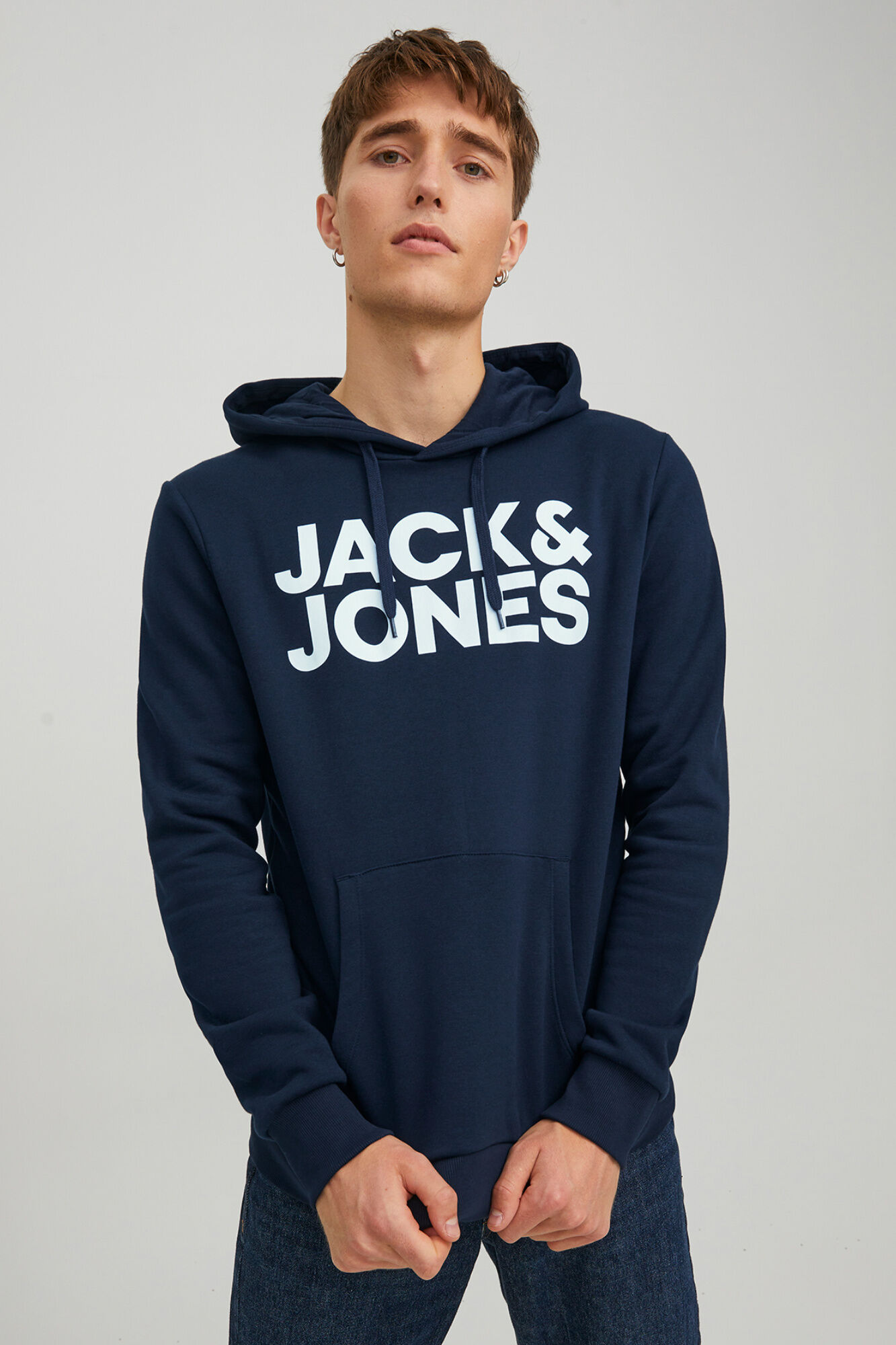 Jack & Jones Sudadera con capucha y logo marino