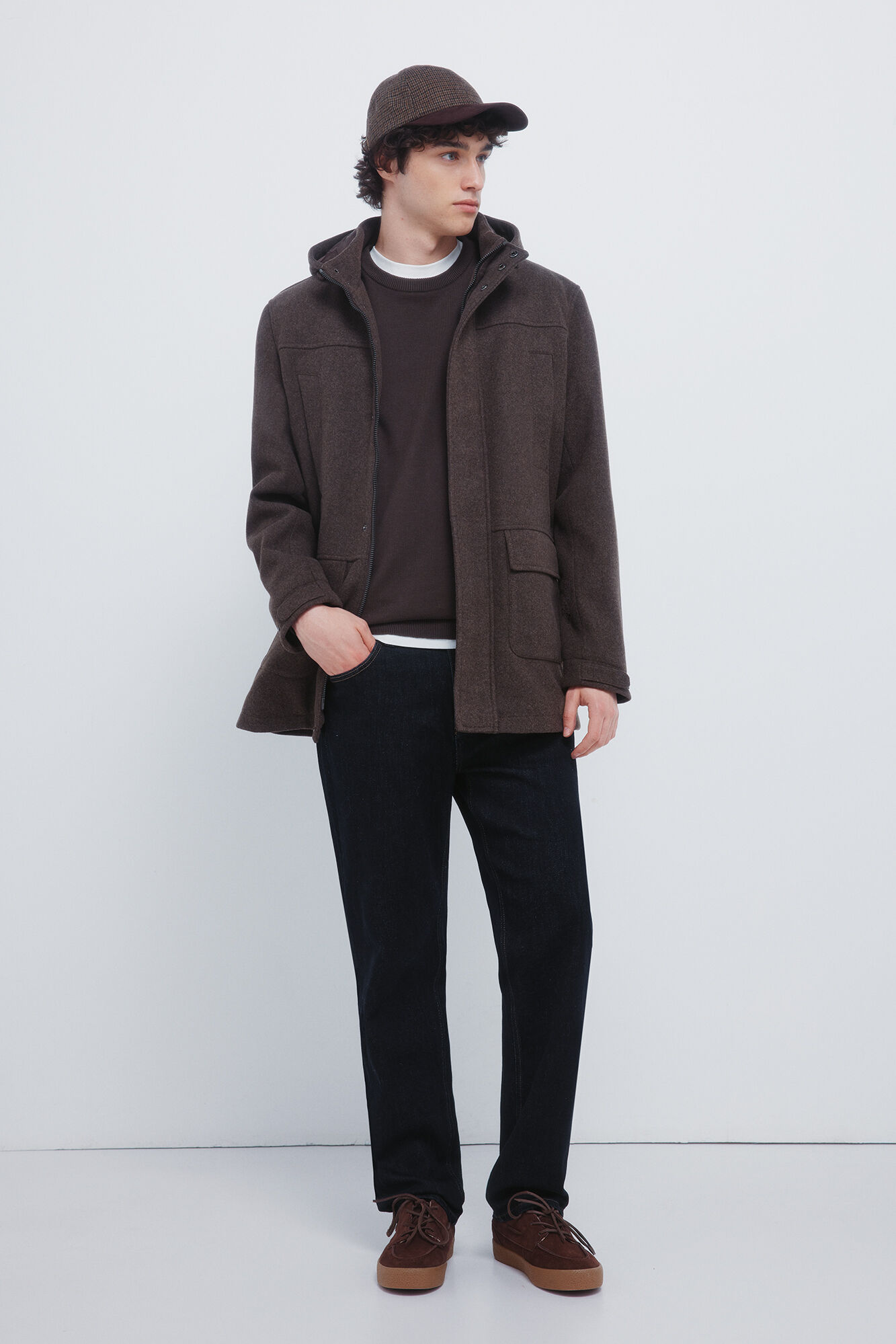 Springfield Parka larga efecto lana estampado