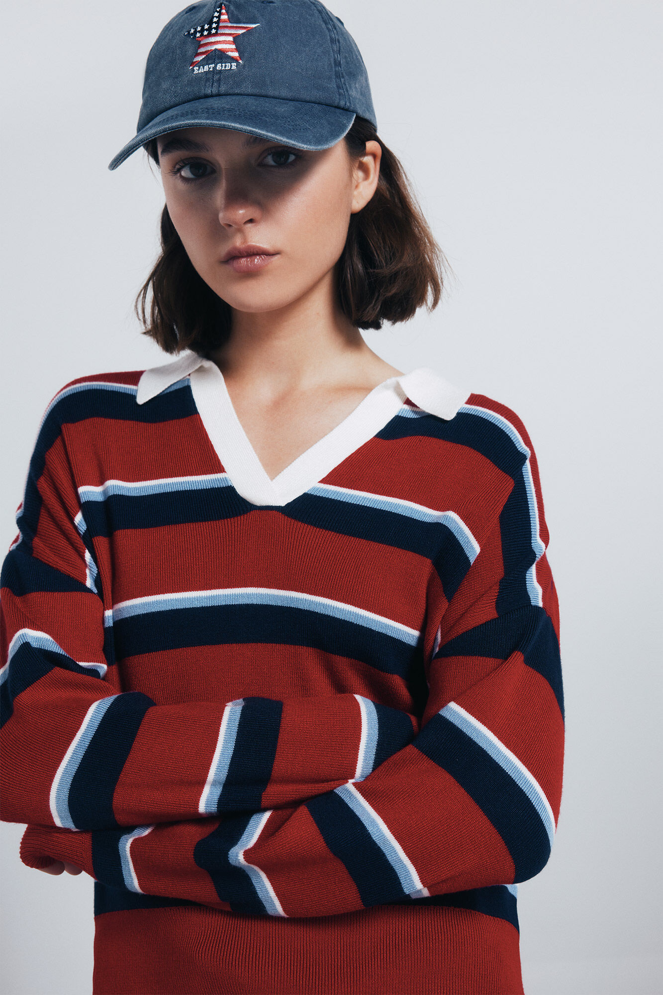 Springfield Su&eacute;ter polo rayas rojo