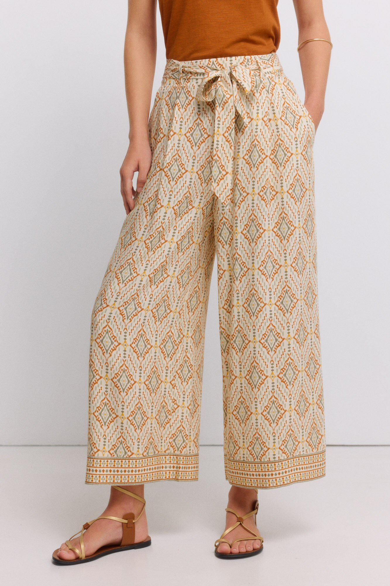 Springfield Pantal&oacute;n fluido estampado con cintur&oacute;n
