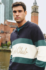 Springfield Suéter cuello polo texto bordado azul