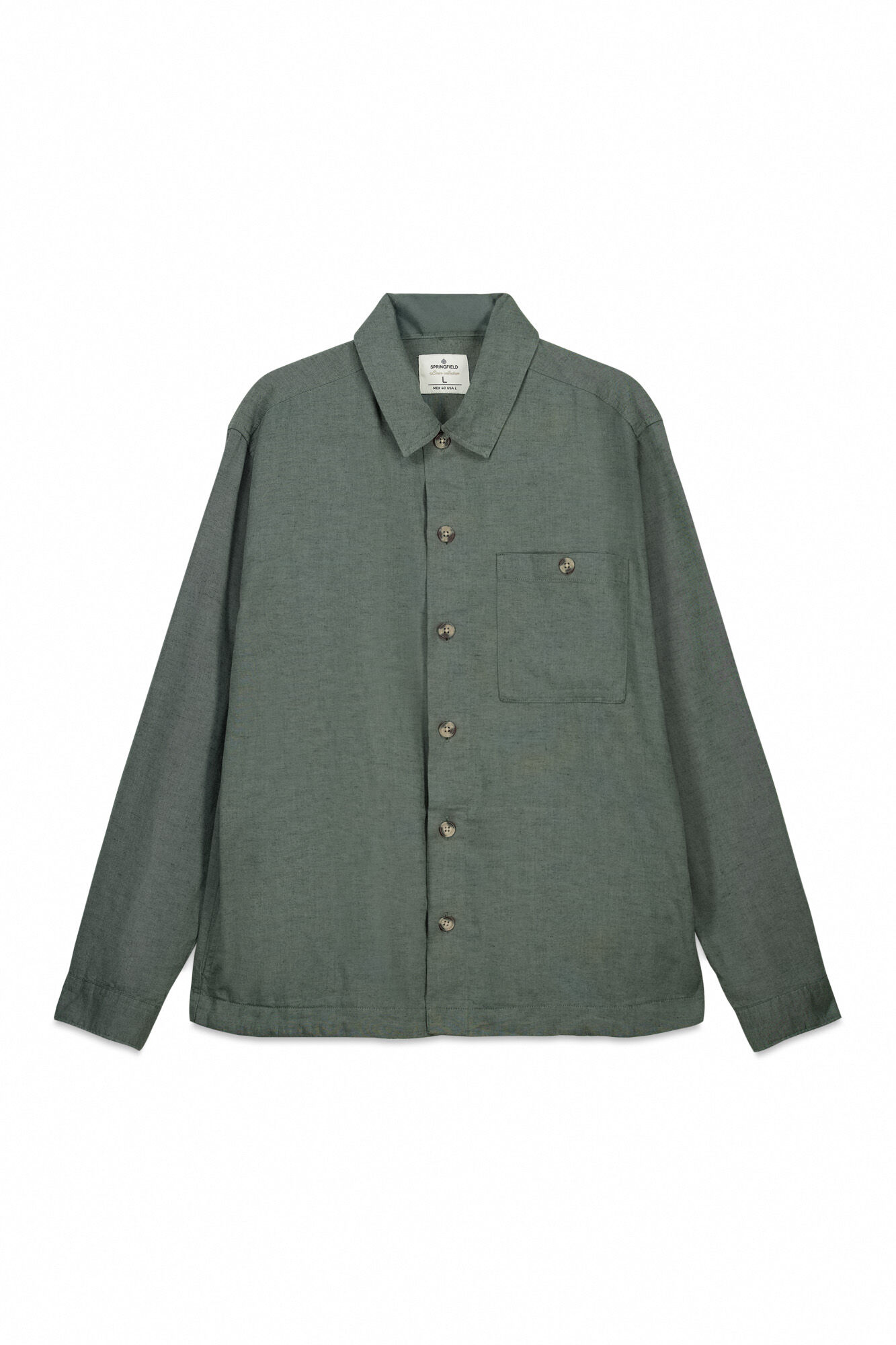 Springfield Sobrecamisa de lino con bolsillo khaki
