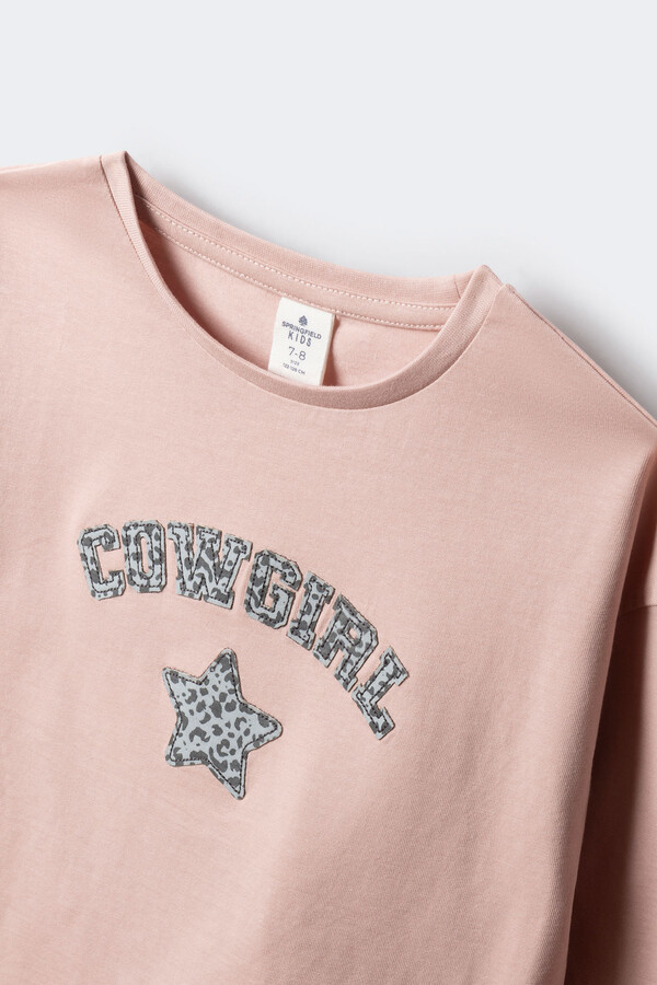 Springfield Kids Playera manga larga cowgirl niña. rosa