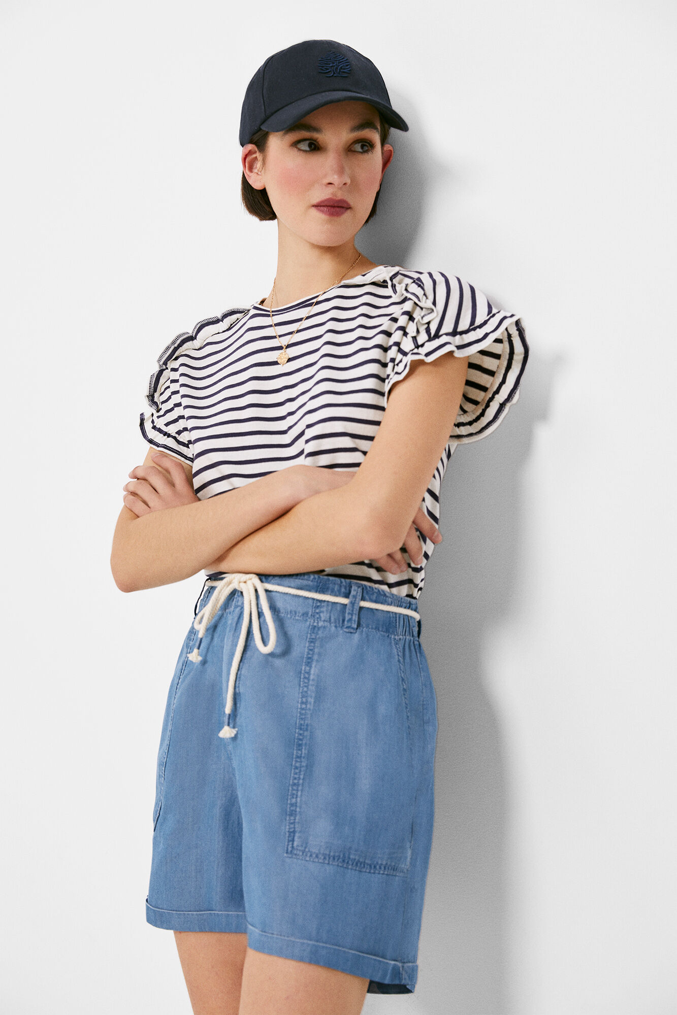 Springfield Bermuda Vaquera Tencel Cintur&oacute;n Cuerda azul